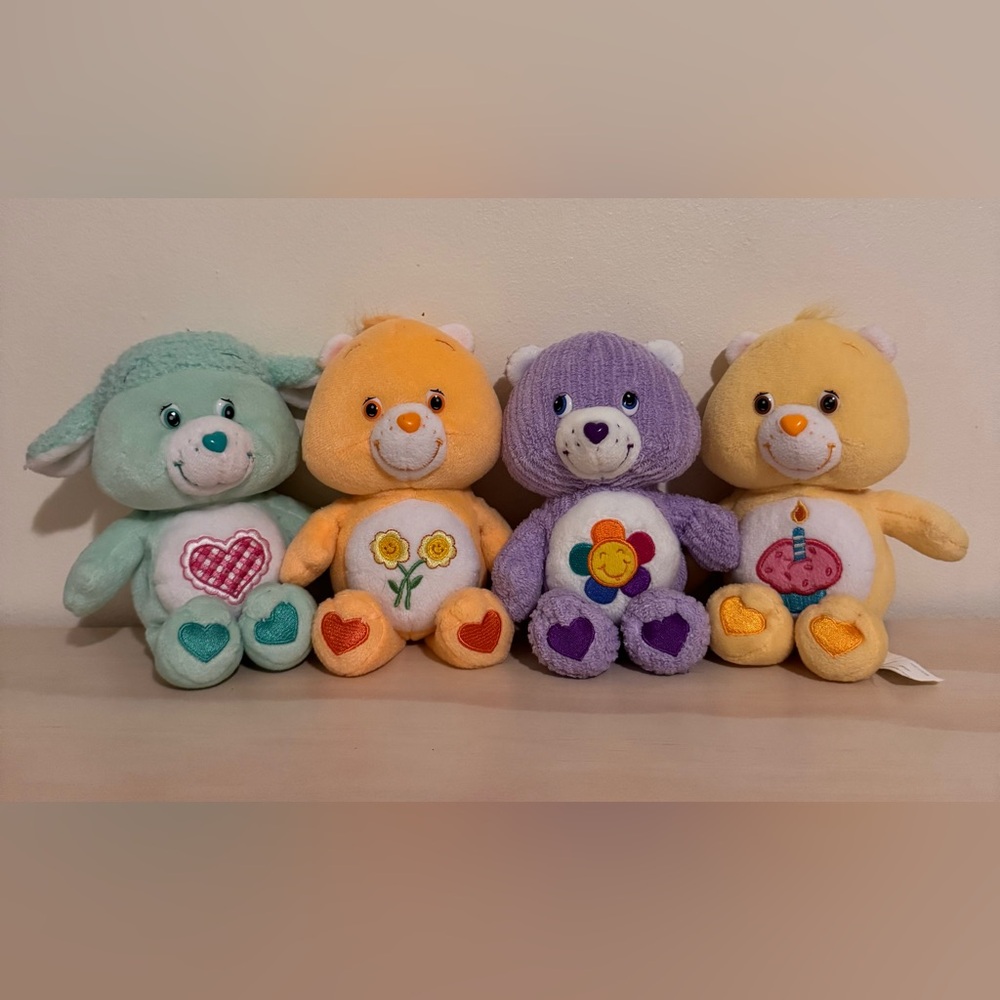 VINTAGE Y2K Care Bear 8” Plush LOT OF 4 Special Edition Harmony Bday Friend Lamb